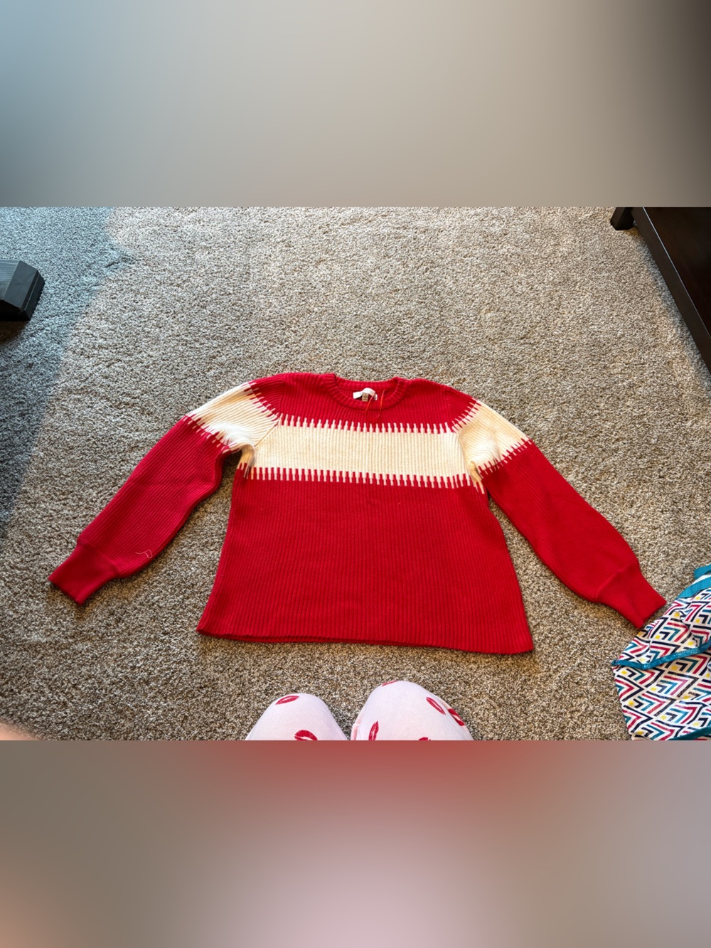 Fever Red Sweater with Cream Yoke - Women's Crew Neck